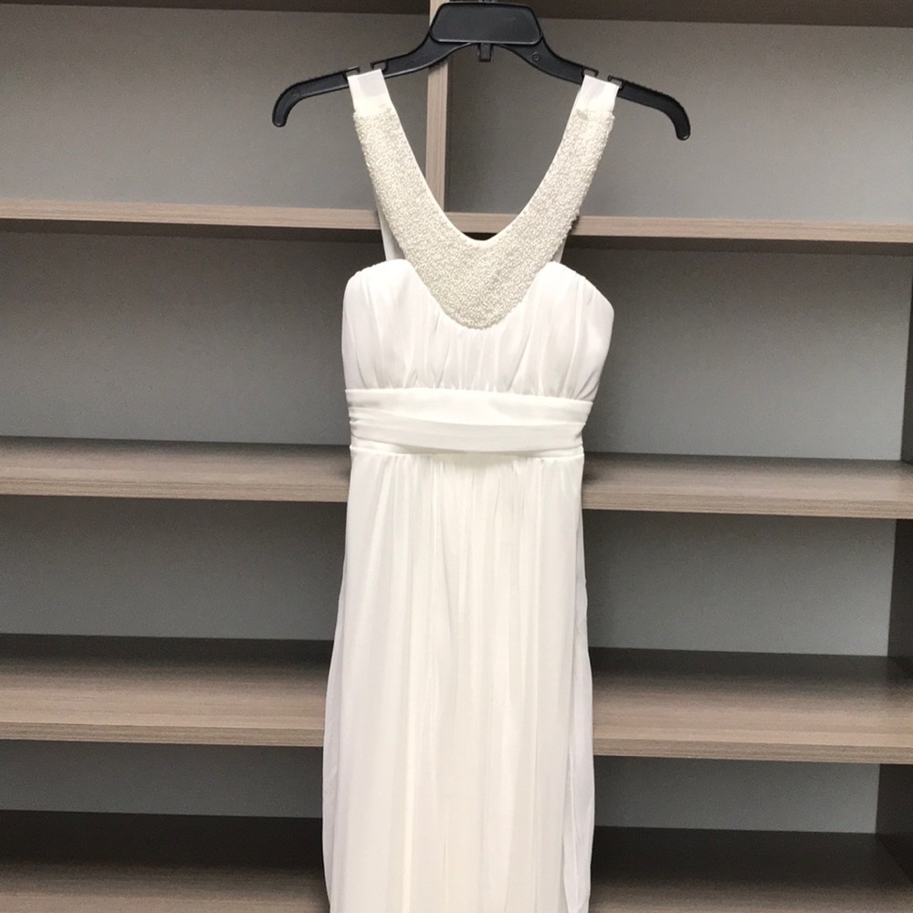 Long white pearl dress